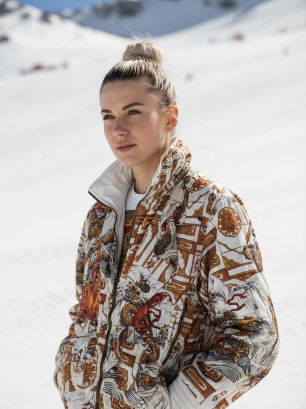 Rare Vintage Emmegi Austria Dragon Print Ski Jacket 90s Baroque Maximalist Coat